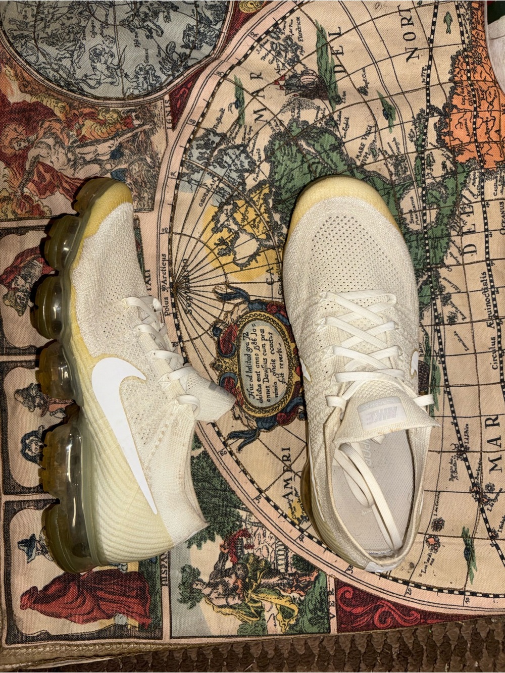 Nike Men’s Cream and White Vapormax Running Sneakers